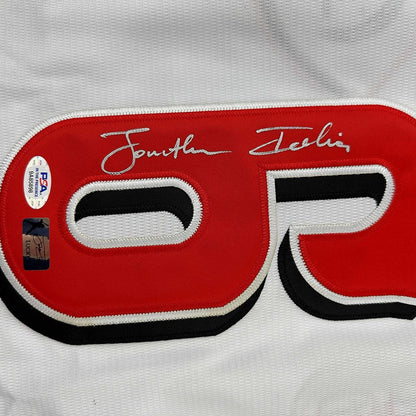 Framed Autographed/Signed Jonathan India 35x39 Cincinnati White Baseball Jersey JSA COA