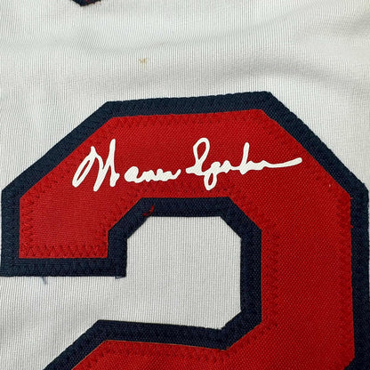 Framed Facsimile Autographed Warren Spahn 35x39 Atlanta White Reprint Laser Auto Baseball Jersey