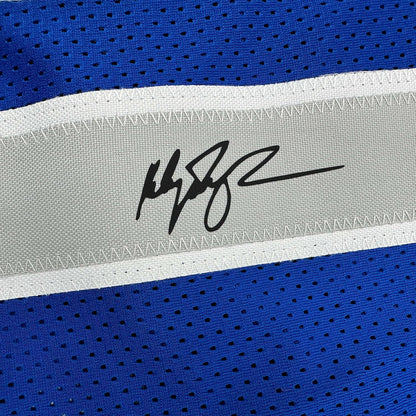 Framed Facsimile Autographed Klay Thompson 35x39 Dallas Blue Reprint Laser Auto Basketball Jersey