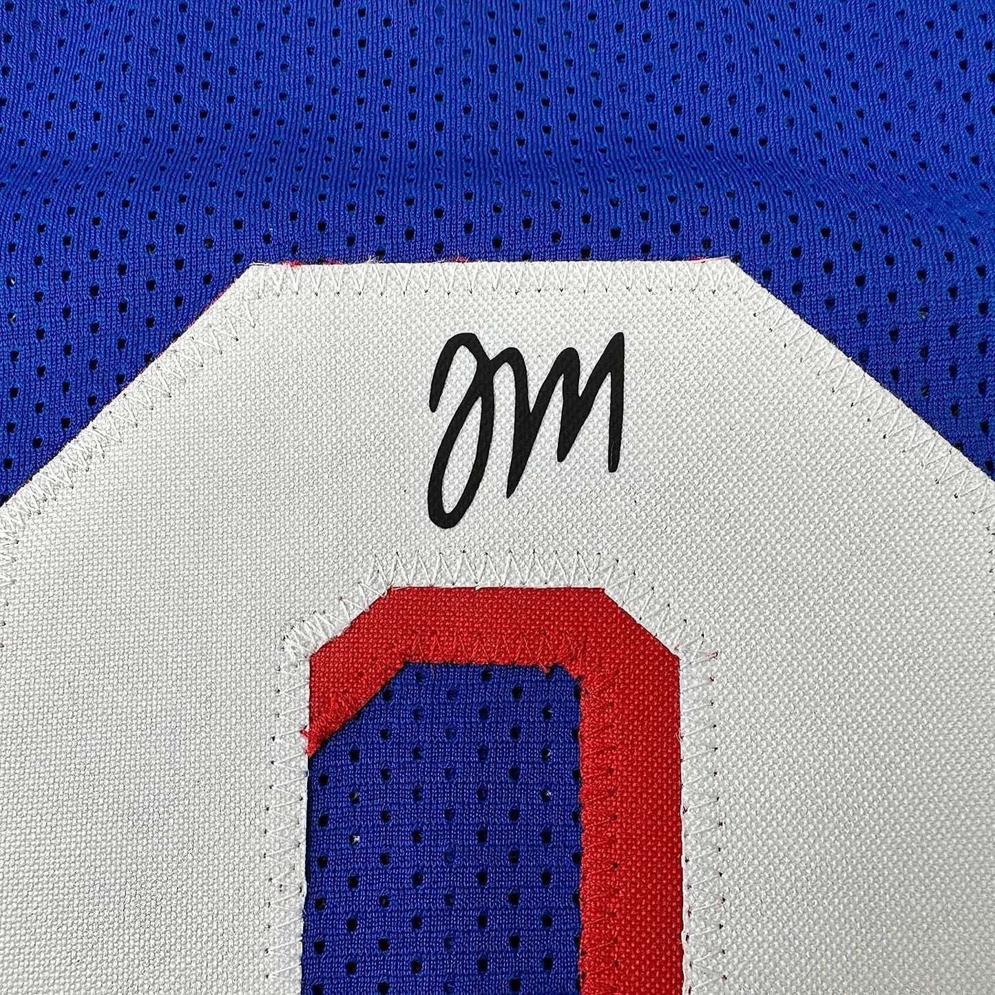 Framed Facsimile Autographed Tyrese Maxey 35x39 Philadelphia Blue Reprint Laser Auto Basketball Jersey