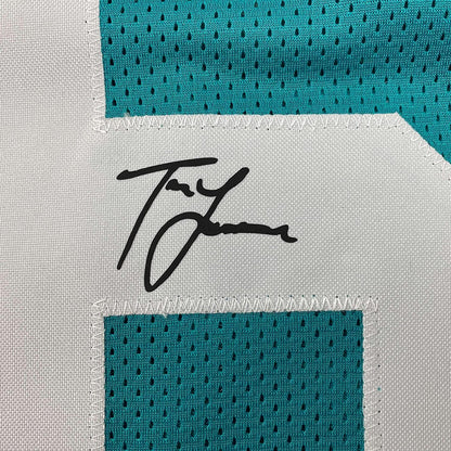 Framed Facsimile Autographed Trevor Lawrence 35x39 Jacksonville Teal Reprint Laser Auto Football Jersey
