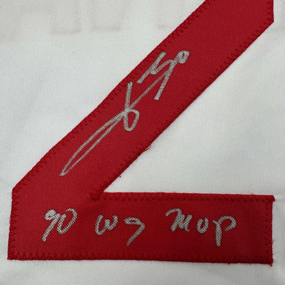 Framed Autographed/Signed Jose Rijo 35x39 90 WS MVP Cincinnati White Baseball Jersey Beckett BAS COA