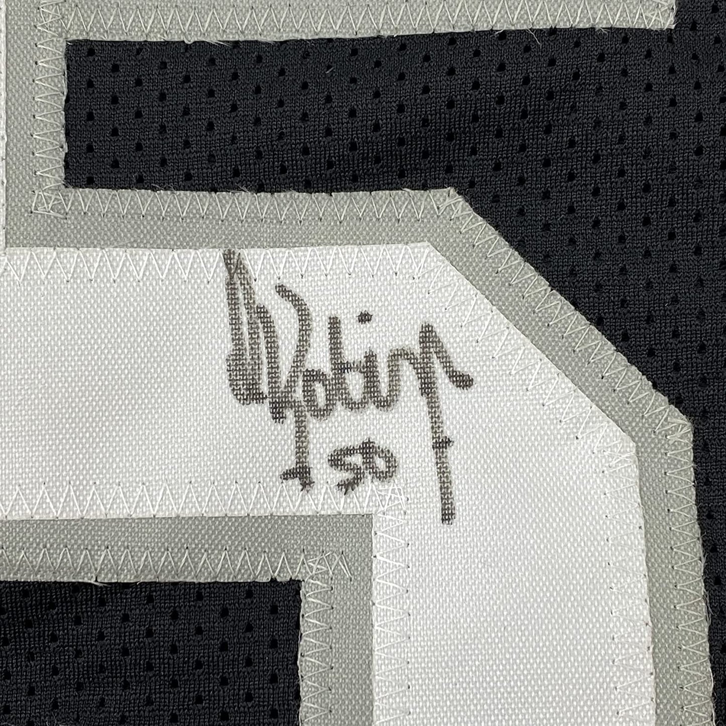 Framed Autographed/Signed David Robinson 35x39 San Antonio Black Basketball Jersey JSA COA