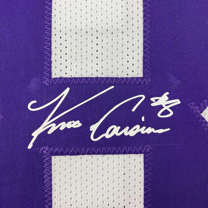 Framed Facsimile Autographed Kirk Cousins 35x39 Minnesota White Reprint Laser Auto Football Jersey Size Men's XL
