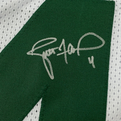 Framed Autographed/Signed Brett Favre 35x39 Green Bay White Football Jersey Favre Hologram COA