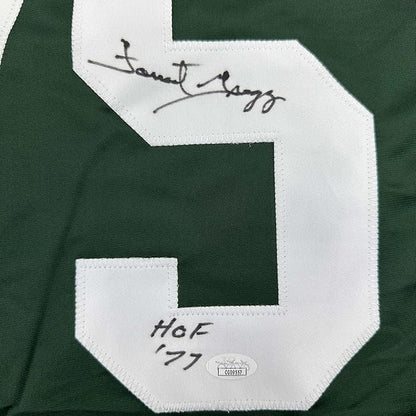 Framed Autographed/Signed Forrest Gregg HOF 77 35x39 Green Bay Green Football Jersey JSA COA