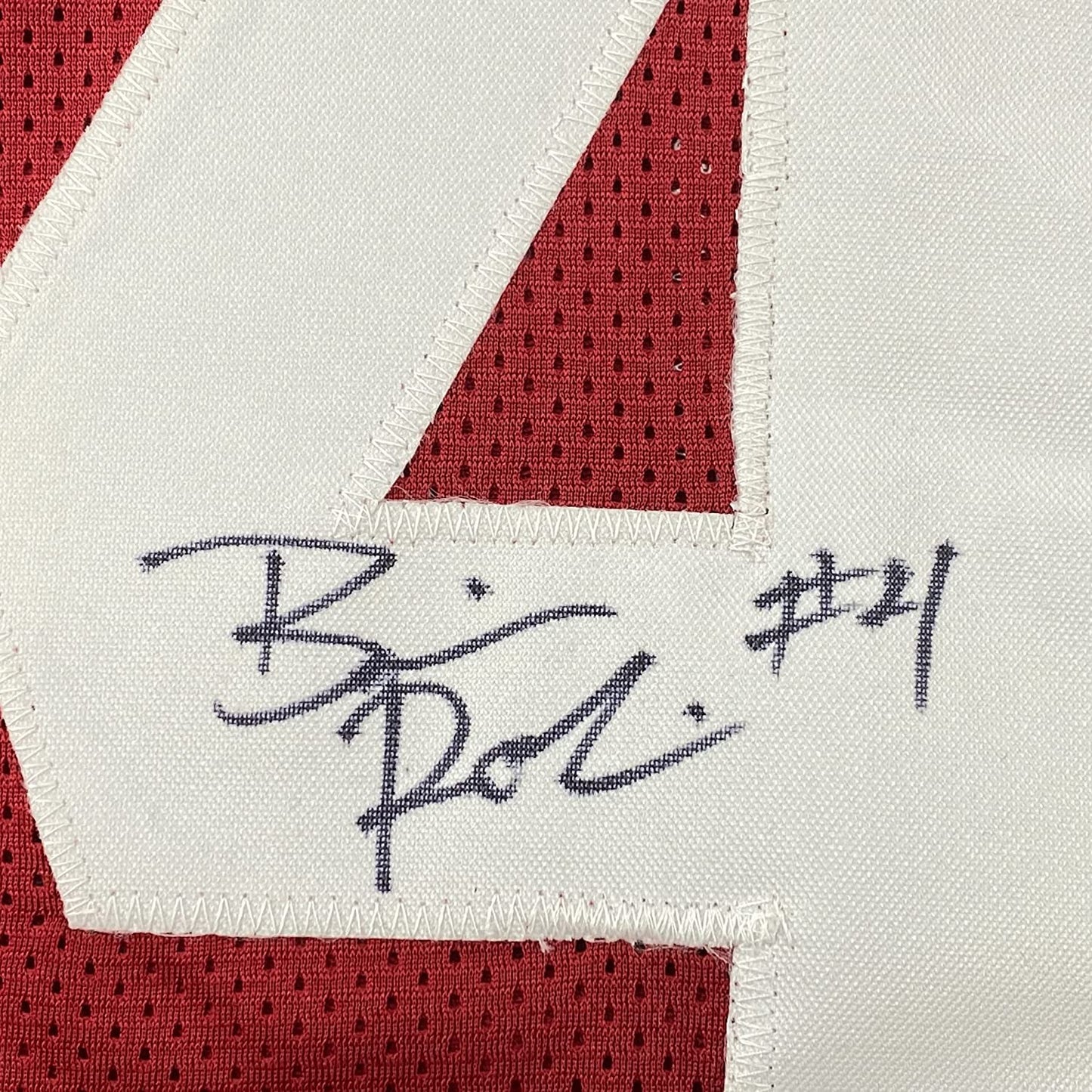 Framed Autographed/Signed Brian Robinson Jr. 35x39 Alabama Red College Football Jersey JSA COA