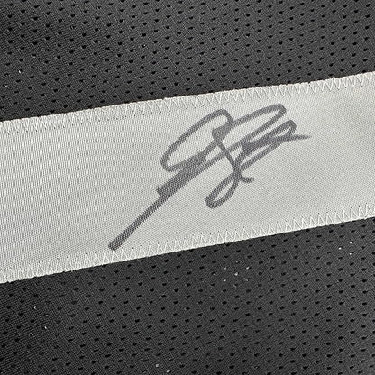 Framed Autographed/Signed Geno Smith 35x39 Oakland Black Football Jersey Beckett BAS COA