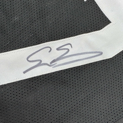 Framed Autographed/Signed Evan Engram 35x39 Jacksonville Black Football Jersey Beckett BAS COA
