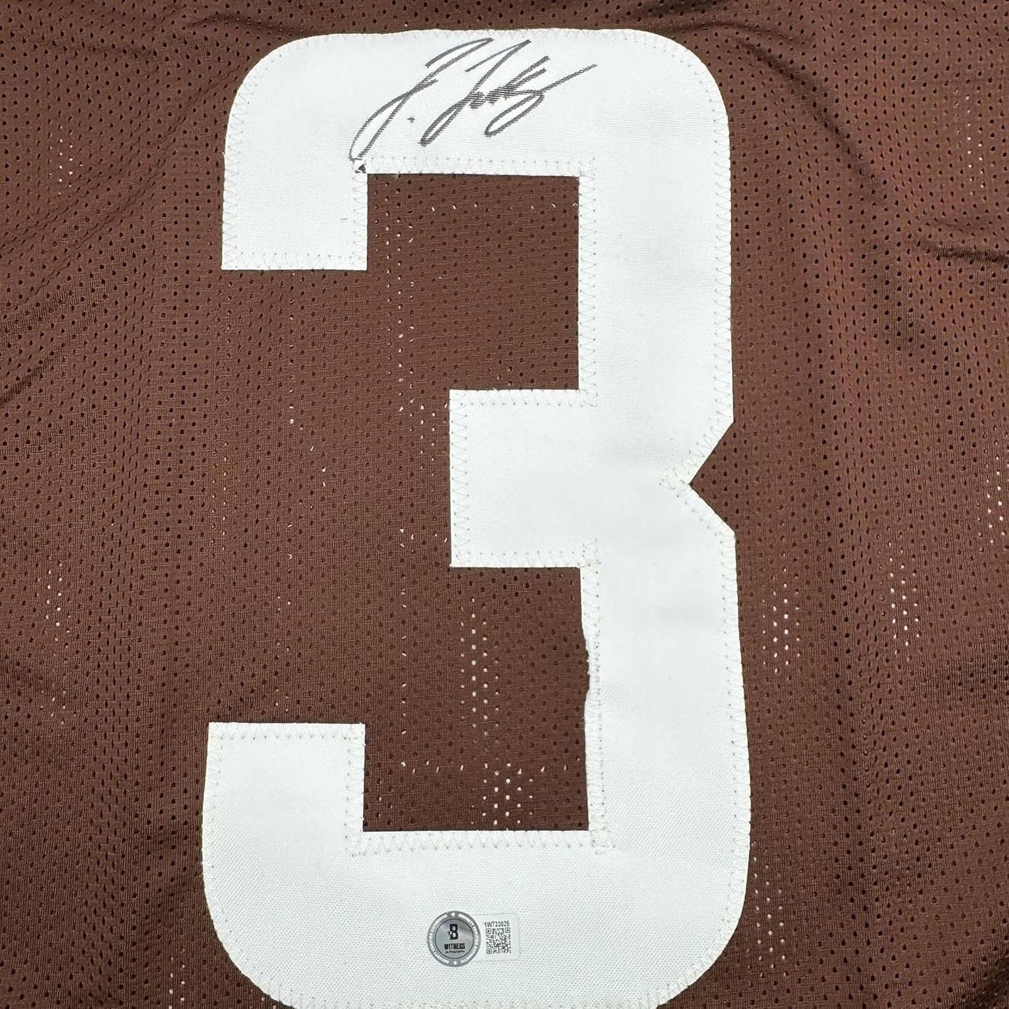 Framed Autographed/Signed Jerry Jeudy 35x39 Cleveland Brown Football Jersey Beckett BAS COA