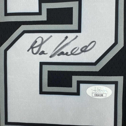 Framed Autographed/Signed Devin Vassell 35x39 San Antonio Black Basketball Jersey JSA COA