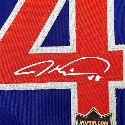 Framed Facsimile Autographed Jacob DeGrom 35x39 New York Blue Reprint Laser Auto Baseball Jersey