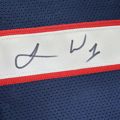 Framed Autographed/Signed Jimmie Ward 35x39 Houston Blue Football Jersey Beckett BAS COA