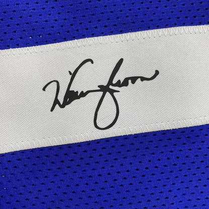 Framed Facsimile Autographed Warren Moon 35x39 Seattle Blue Reprint Laser Auto Football Jersey