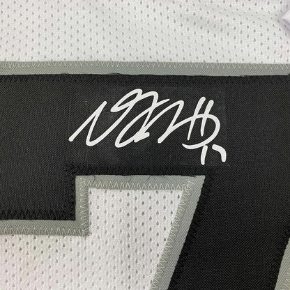 Framed Facsimile Autographed Davante Adams 35x39 Oakland Las Vegas White Reprint Laser Auto Football Jersey