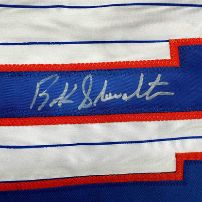 Framed Autographed/Signed Buck Showalter 35x39 New York Pinstripe Baseball Jersey Beckett BAS COA