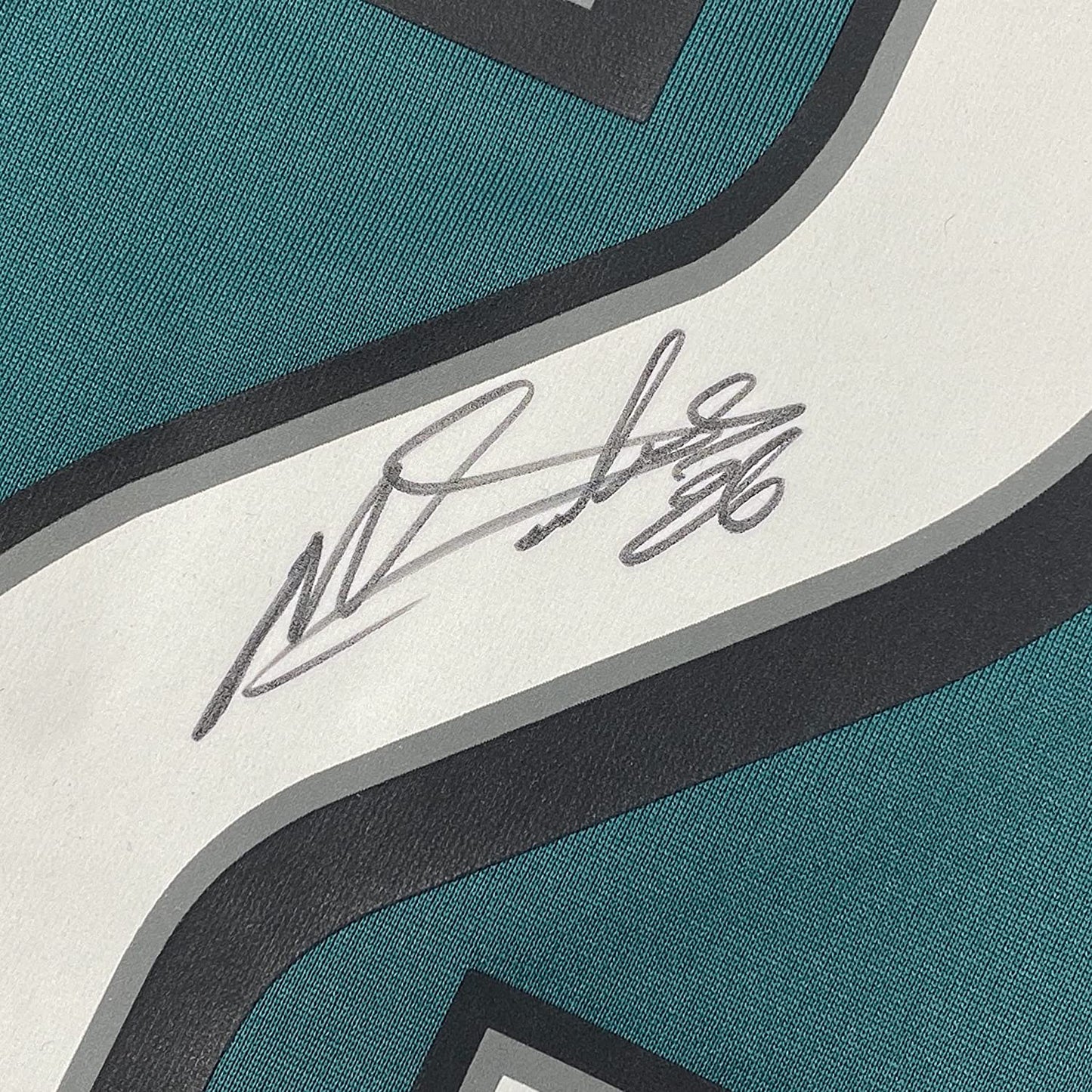 Framed Autographed/Signed Miles Sanders 35x39 Philadelphia Eagles Green Authentic Football Jersey JSA COA