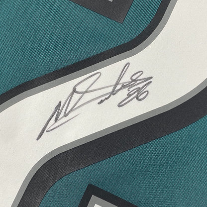 Framed Autographed/Signed Miles Sanders 35x39 Philadelphia Eagles Green Authentic Football Jersey JSA COA