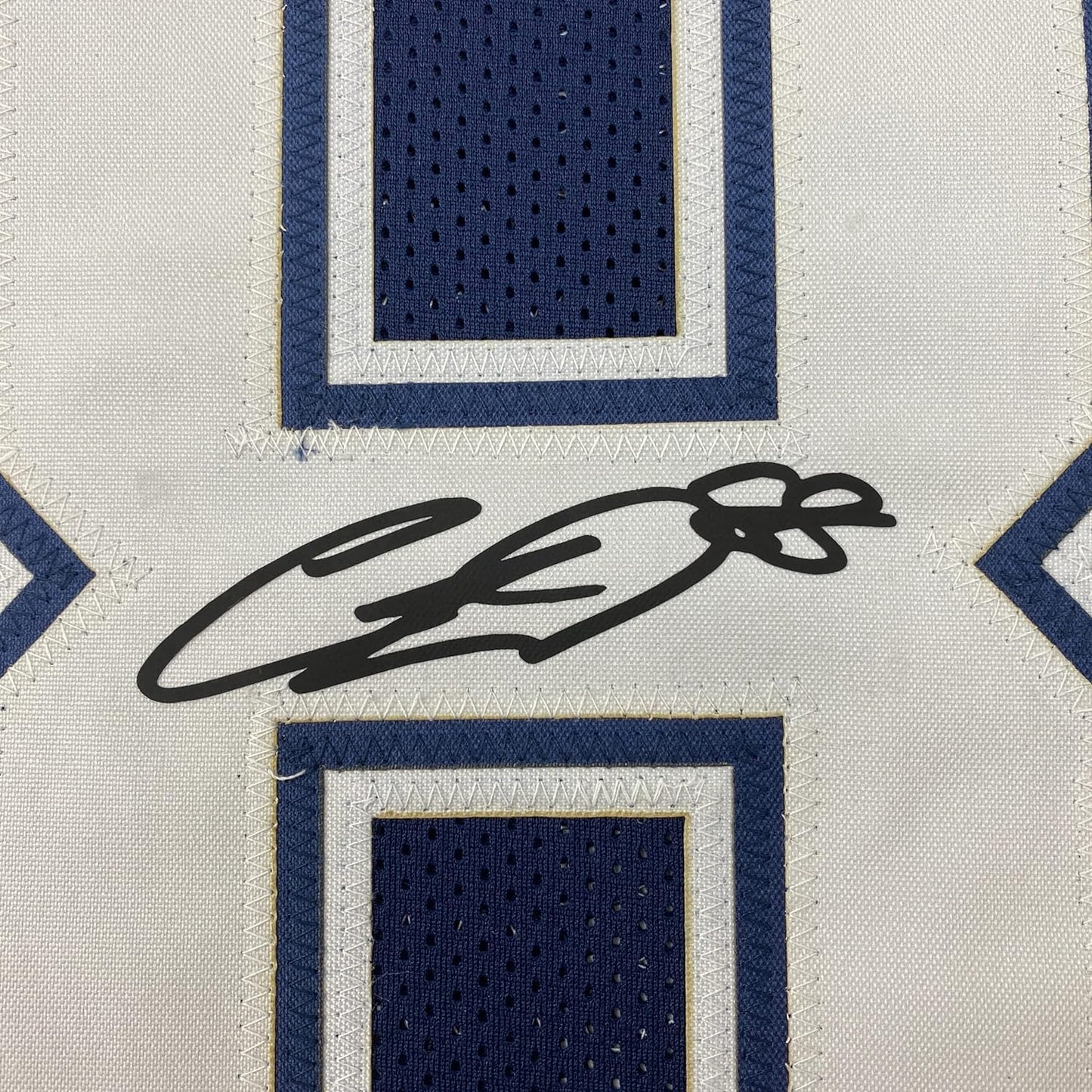Framed Facsimile Autographed CeeDee Lamb 35x39 Dallas Blue Reprint Laser Auto Football Jersey