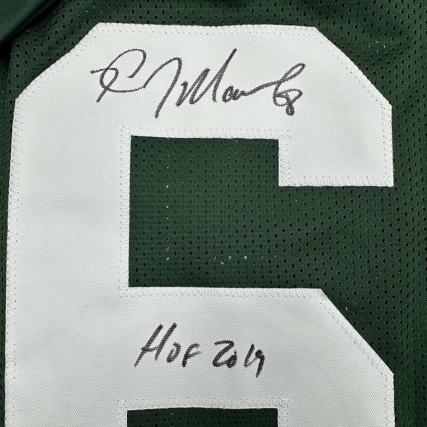 Framed Autographed/Signed Kevin Mawae 35x39 HOF 2019 New York Green Football Jersey Beckett BAS COA