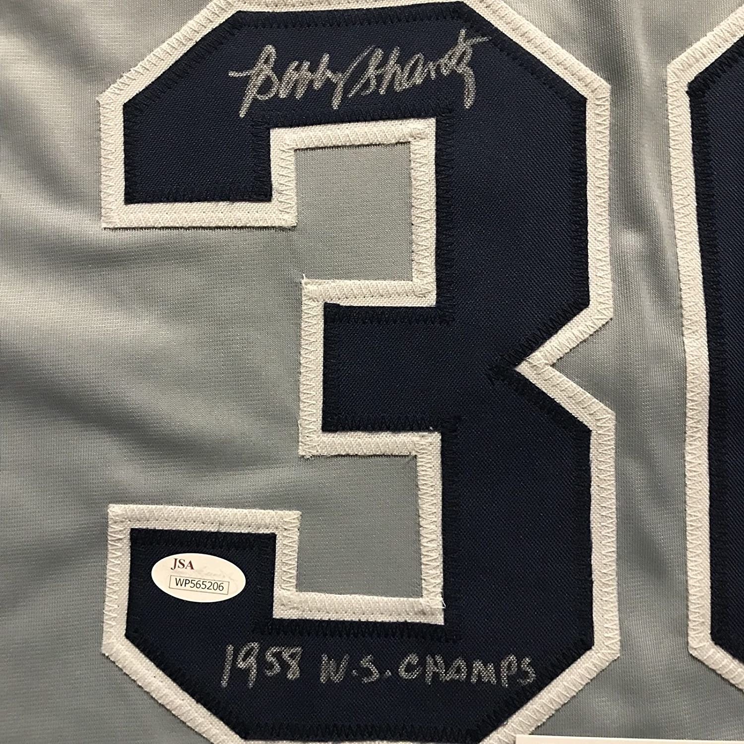 Autographed/Signed Bobby Shantz"1958 WS Champs" New York Grey Baseball Jersey JSA COA