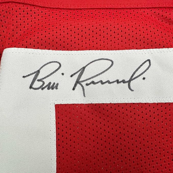 Framed Autographed/Signed Bill Romanowski 35x39 San Francisco Red Football Jersey Beckett BAS COA