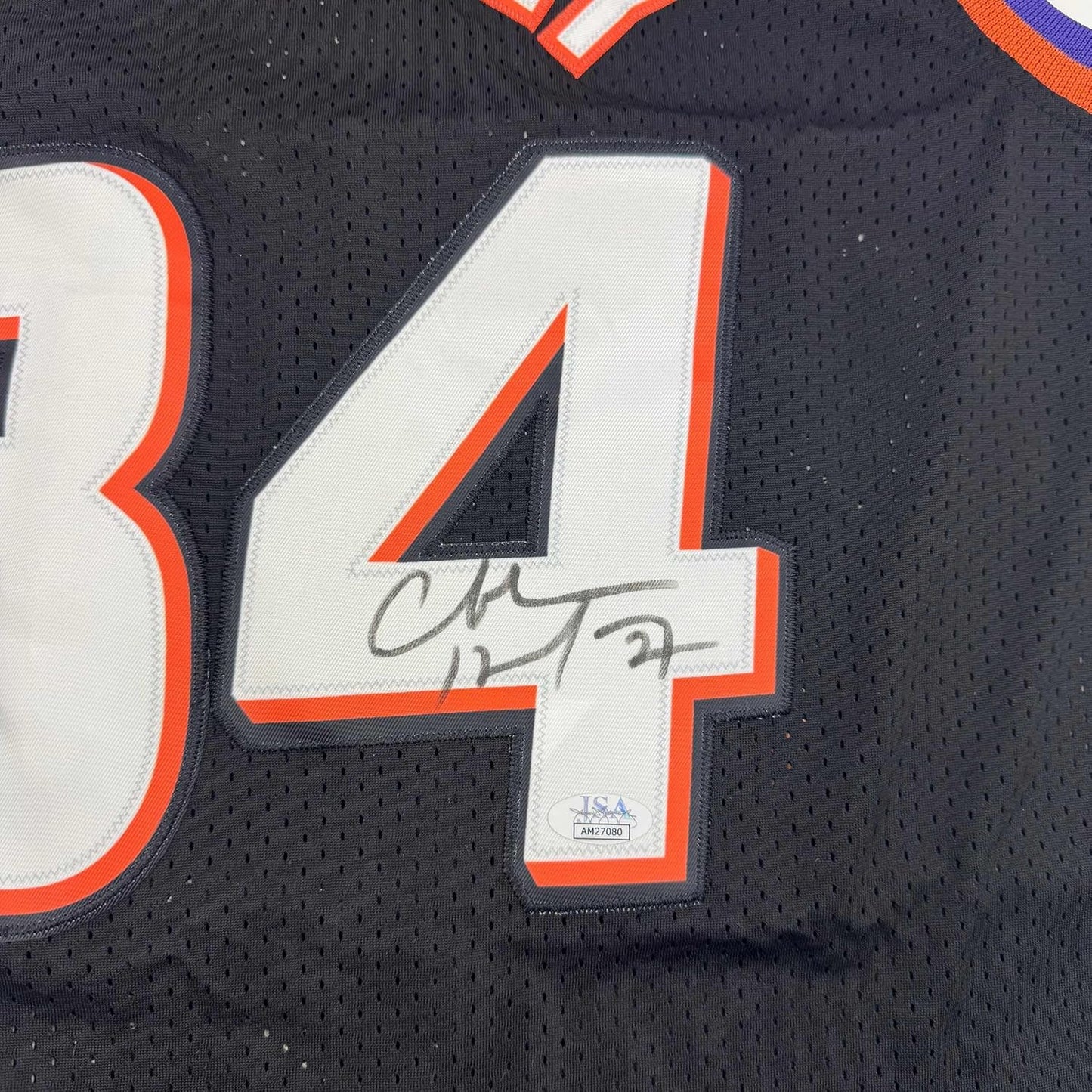 Framed Autographed/Signed Charles Barkley 35x39 Phoenix Black Basketball Jersey JSA COA