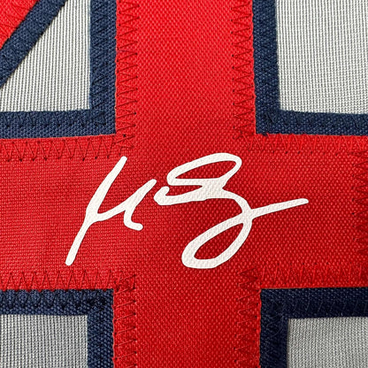 Framed Facsimile Autographed Manny Ramirez 35x39 Boston Grey Reprint Laser Auto Baseball Jersey