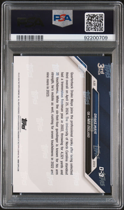 Graded 2024 Topps Now Drake Maye #D3 Rookie RC Football Card PSA 10 Gem Mint