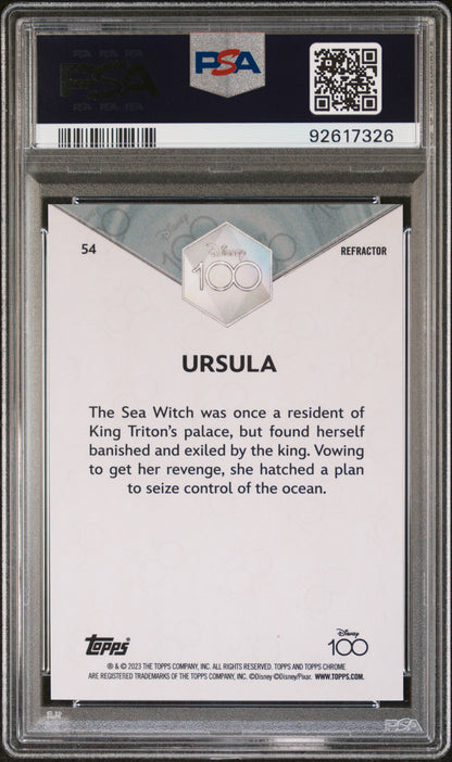 Graded 2023 Topps Chrome Disney 100 Ursula #54 Refractor The Little Mermaid Trading Card PSA 10 Gem Mint