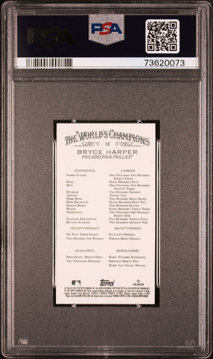 Graded 2022 Topps Allen & Ginter Bryce Harper #16 Mini Baseball Card PSA 10 Gem Mint
