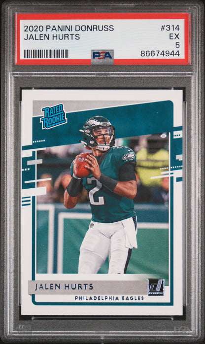 Graded 2020 Panini Donruss Jalen Hurts #314 Rookie RC Football Card PSA 5 EX