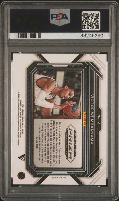 Graded 2023 Panini Prizm Draft Picks Victor Wembanyama #2 Variation Purple Wave Rookie RC Basketball Card PSA 10 Gem Mint