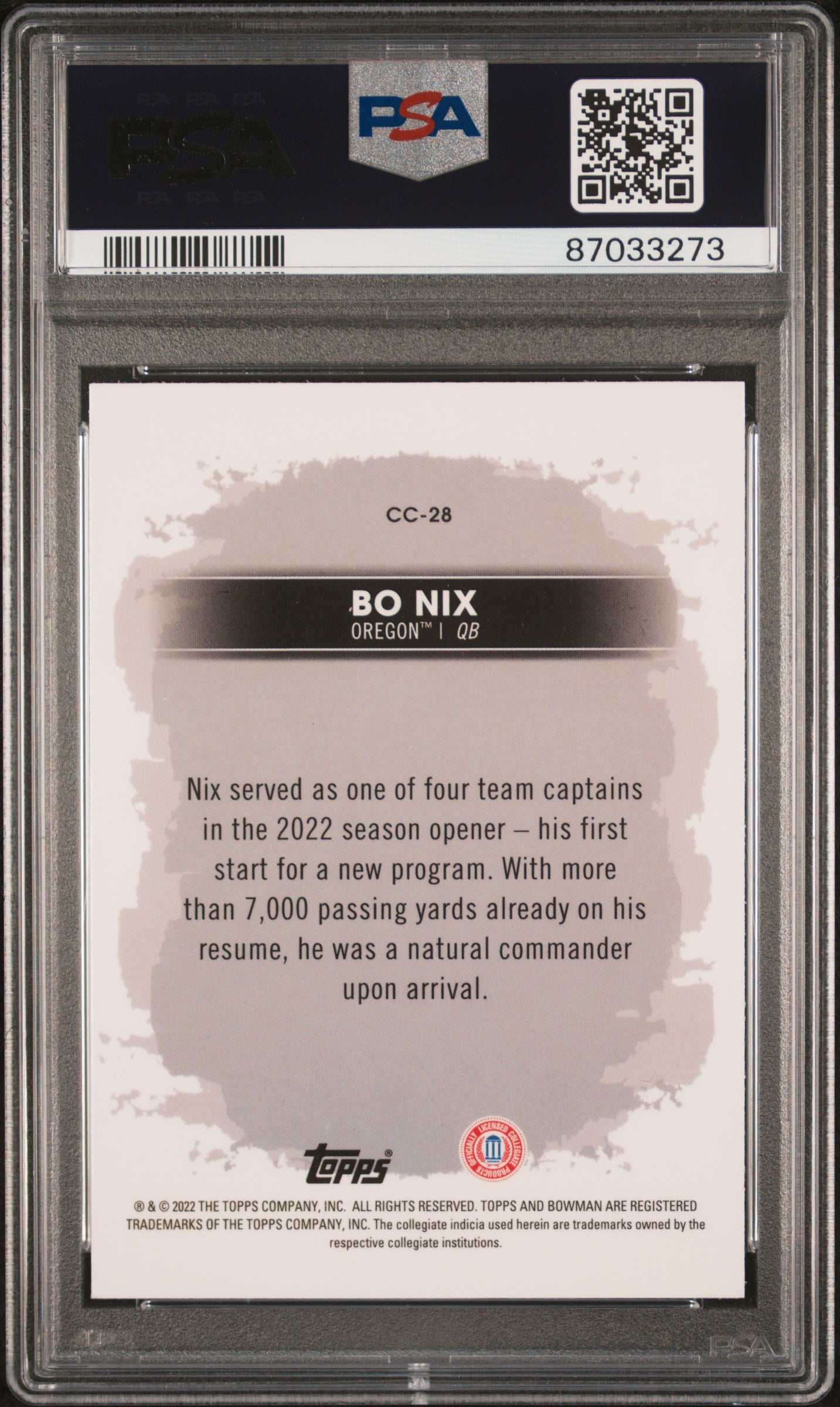 Graded 2022 Bowmans Best University Bo Nix #CC28 Campus Captains Rookie RC Football Card PSA 10 Gem Mint