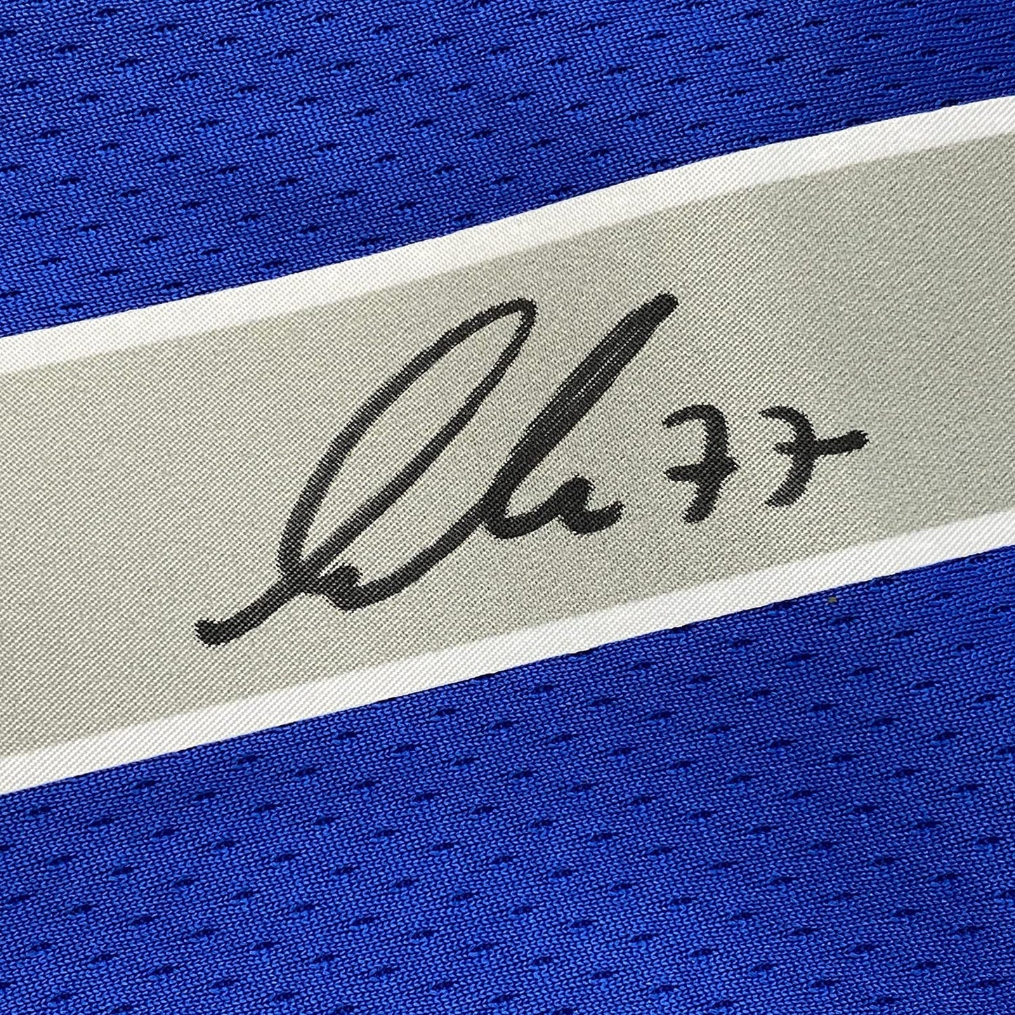 Framed Autographed/Signed Luka Doncic 35x39 Dallas Mavericks Blue Authentic Basketball Jersey Fanatics COA