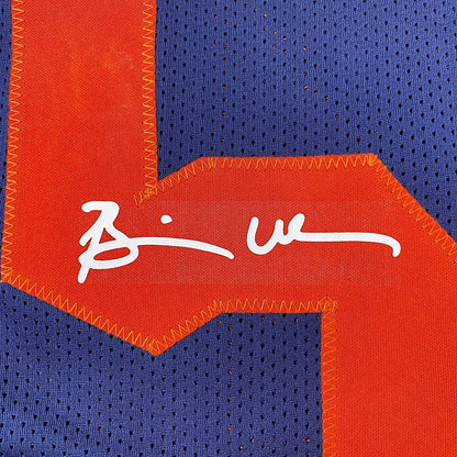 Framed Facsimile Autographed Brian Urlacher 35x39 Chicago Retro Blue Reprint Laser Auto Football Jersey Size Men's XL