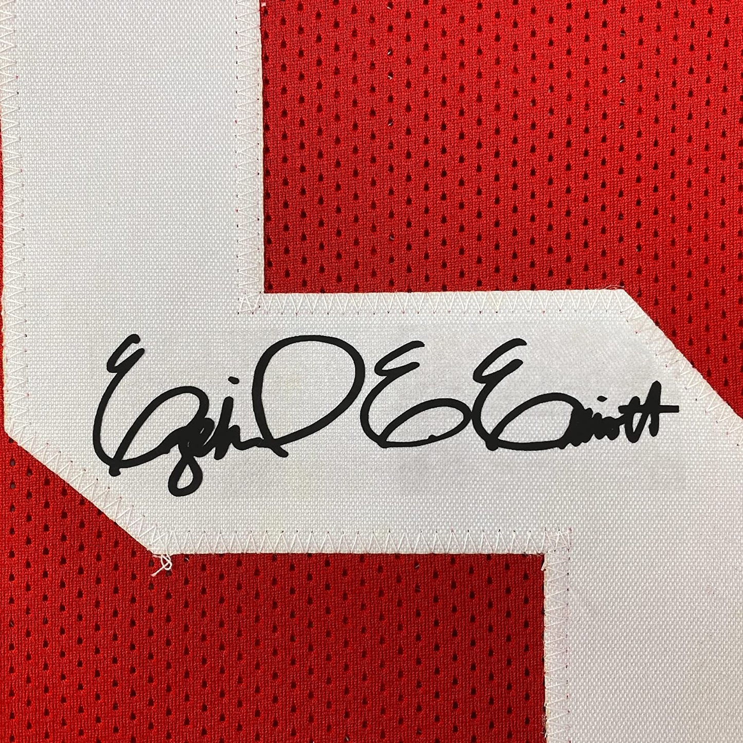 Framed Facsimile Autographed Ezekiel Elliott 35x39 Ohio State Red Reprint Laser Auto College Football Jersey Size Men's XL