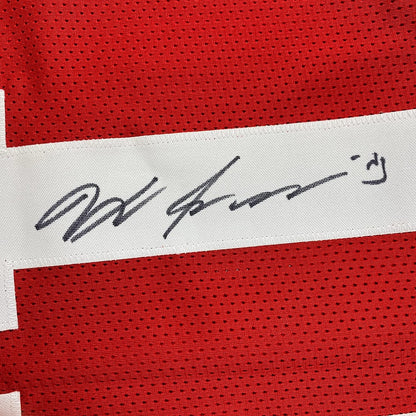 Framed Autographed/Signed Jaxon Smith-Njigba 35x39 Ohio State Red College Football Jersey Beckett BAS COA