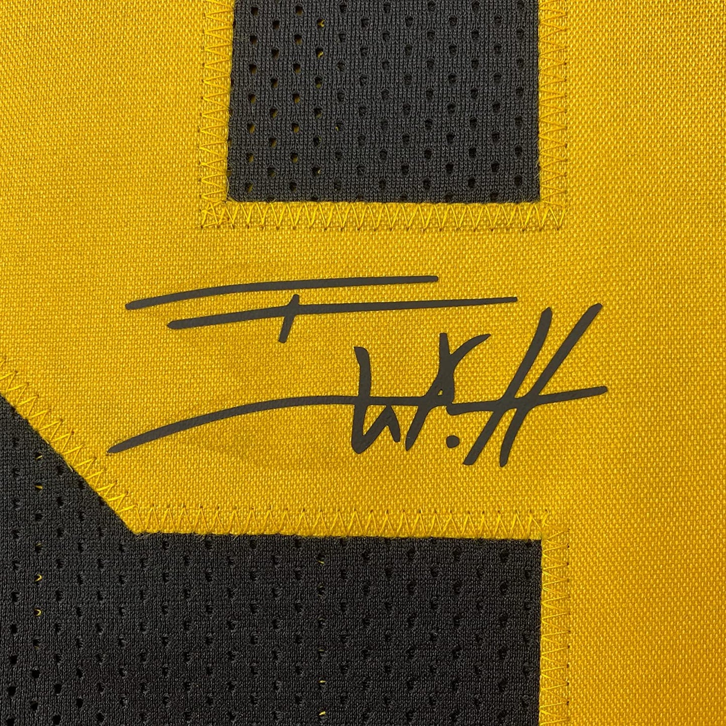 Framed Facsimile Autographed T.J. TJ Watt 35x39 Pittsburgh Color Rush Reprint Laser Auto Football Jersey Size Men's XL