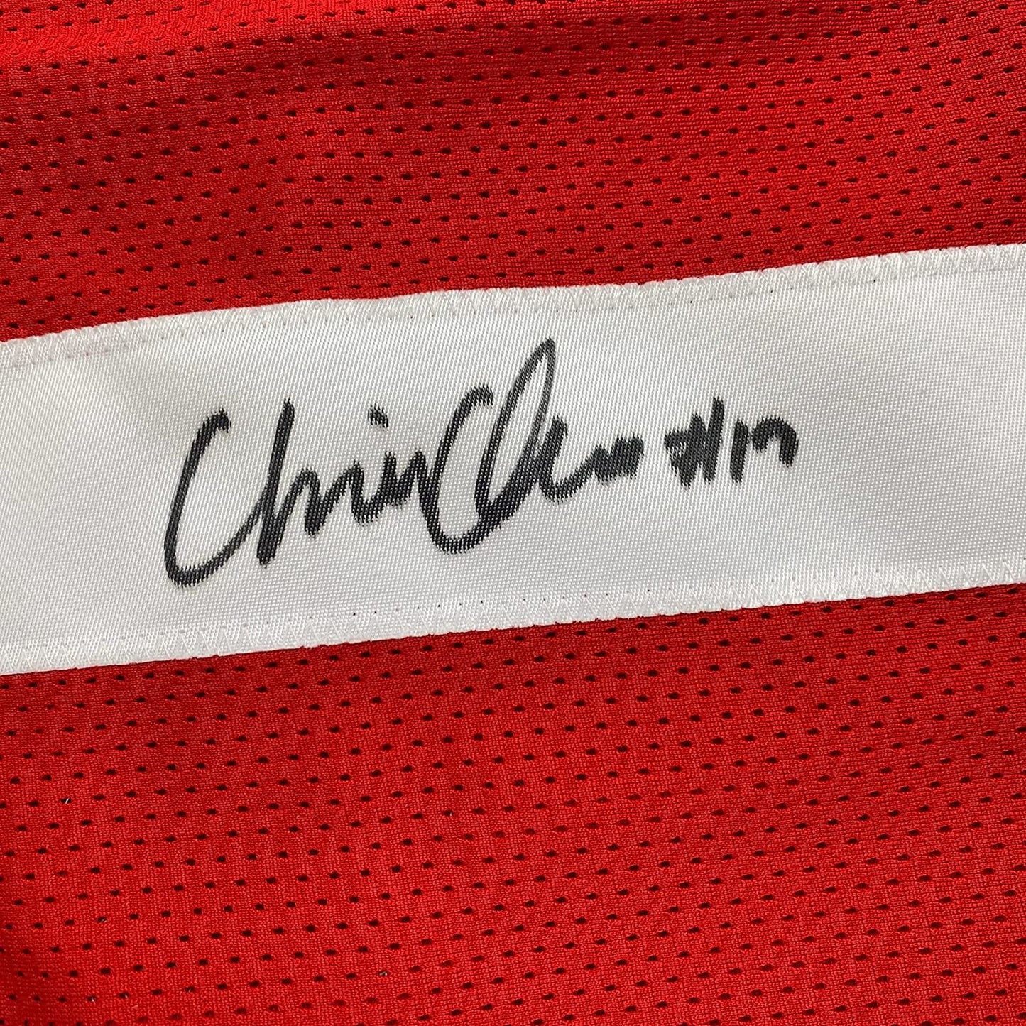 Framed Autographed/Signed Chris Olave 35x39 Ohio State Red College Football Jersey JSA COA