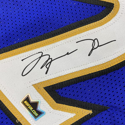 Framed Facsimile Autographed Michael Jordan 35x39 Washington Blue Reprint Laser Auto Basketball Jersey
