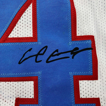Framed Facsimile Autographed Earl Campbell 35x39 Houston White Reprint Laser Auto Football Jersey