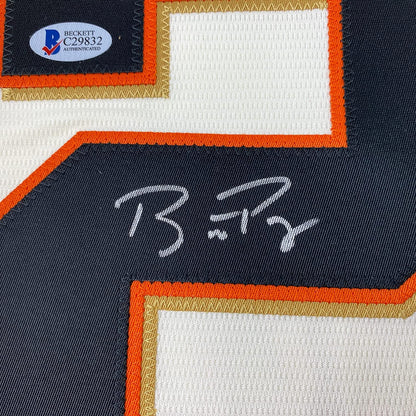 Framed Autographed/Signed Buster Posey 35x39 San Francisco Giants Cream Baseball Jersey Beckett BAS COA