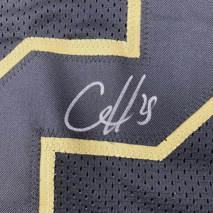 Framed Autographed/Signed Clyde Edwards-Helaire 35x39 Kansas City Blackout Football Jersey Beckett BAS COA