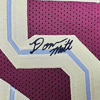 Framed Facsimile Autographed Donovan Mitchell 35x39 Cleveland Red Reprint Laser Auto Basketball Jersey