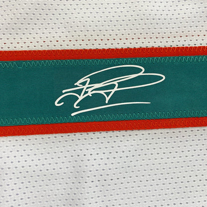 Framed Facsimile Autographed Tua Tagovailoa 35x39 Miami White Reprint Laser Auto Football Jersey