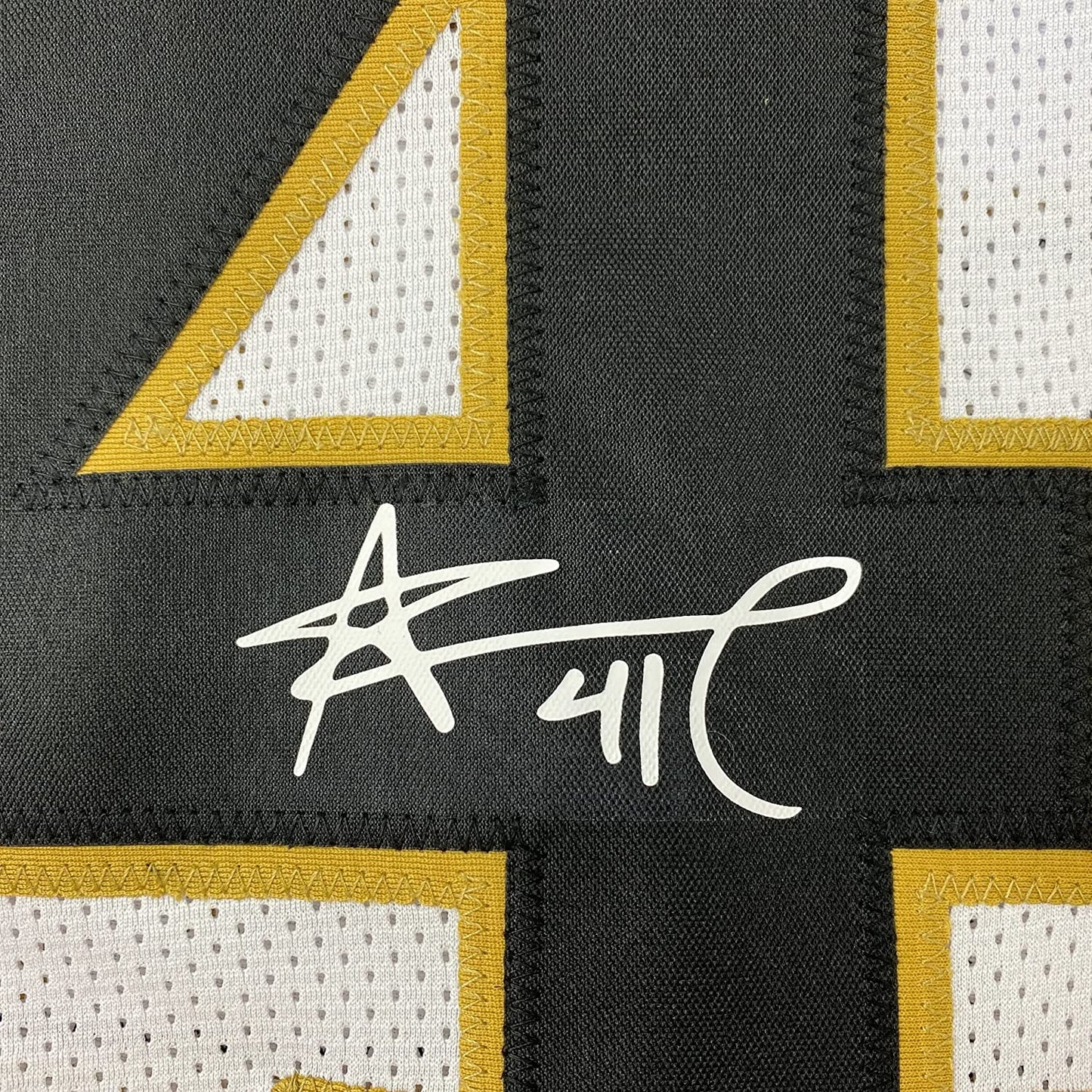 Framed Facsimile Autographed Alvin Kamara 35x39 New Orleans White Reprint Laser Auto Football Jersey