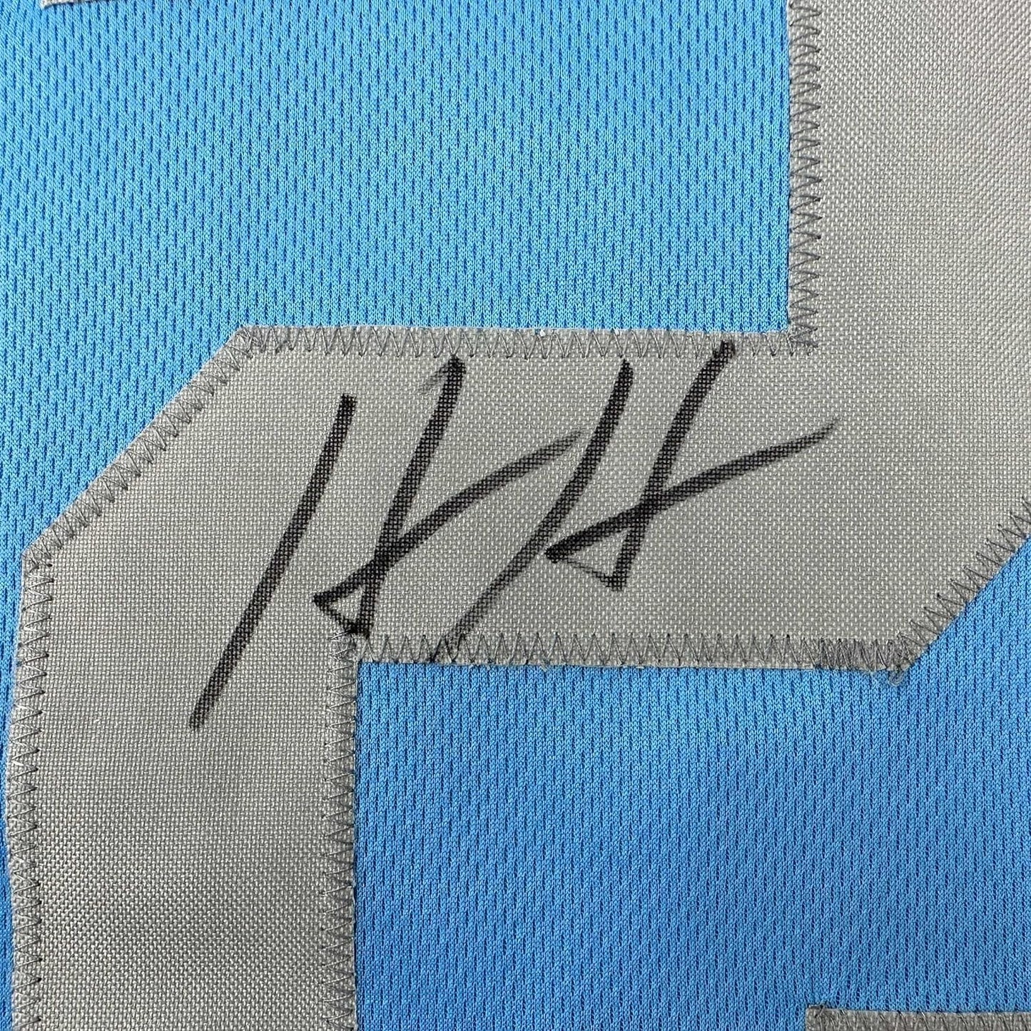 Framed Autographed/Signed Hendon Hooker 35x39 Detroit Retro Blue Football Jersey JSA COA