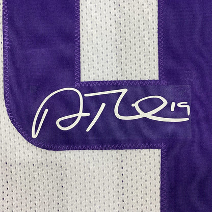 Framed Facsimile Autographed Adam Thielen 35x39 Minnesota White Reprint Laser Auto Football Jersey