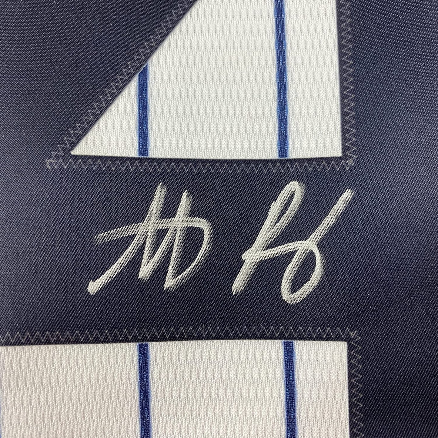 Framed Autographed/Signed Anthony Rizzo 35x39 New York Yankees Authentic Pinstripe Baseball Jersey Fanatics COA